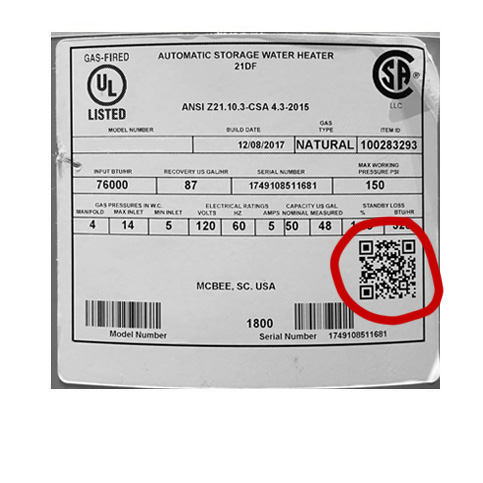 screenshot of a rating plate that has a QR code circled in red.